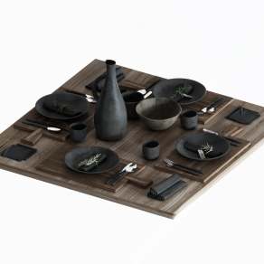 现代餐具3D模型下载